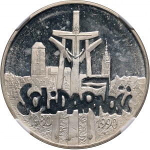 Dritte Republik, 100000 Zloty 1990, Solidarität, Typ D, Originalmappe
