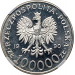 Dritte Republik, 100000 Zloty 1990, Solidarität, Typ D, Originalmappe