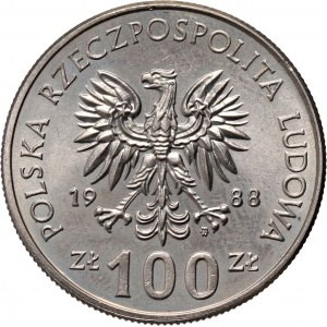 People's Republic of Poland, 100 gold 1988, Jadwiga, no designer monogram