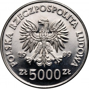 Volksrepublik Polen, 5000 Zloty 1989, Rettung der Denkmäler von Toruń, SAMPLE, Nickel