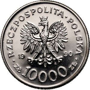 Tretia republika, 10000 zlotých 1990, Solidarita, SAMPLE, Nikel