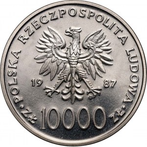 Volksrepublik Polen, 10000 Zloty 1987, Johannes Paul II, PROBE, Nickel