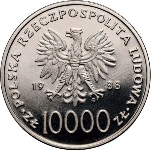 Polská lidová republika, 10000 zlotých 1988, Jan Pavel II. - X let pontifikátu, SAMPLE, nikl