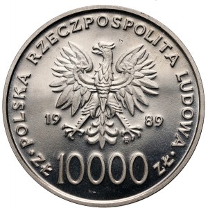 Poľská ľudová republika, 10000 zlotých 1989, Ján Pavol II, SAMPLE, Nikel