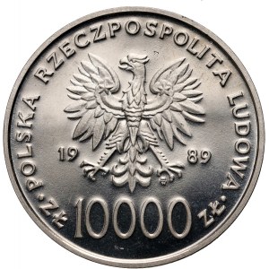 Polská lidová republika, 10000 zlotých 1989, Jan Pavel II, SAMPLE, Nikl