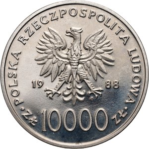 Poľská ľudová republika, 10000 zlatých 1988, Ján Pavol II, SAMPLE, Nikel