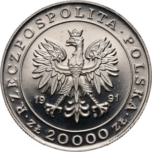 III RP, 20000 złotych 1991, 225 Lat Mennicy Warszawskiej, PRÓBA, Nikiel