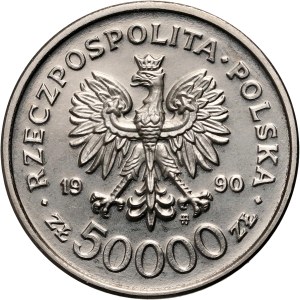 Třetí republika, 50000 PLN 1990, Solidarita, SAMPLE, Nikl