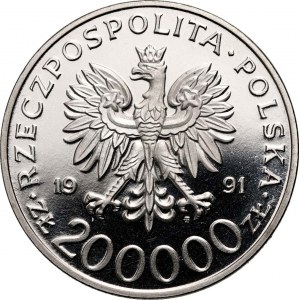 III RP, 200000 złotych 1991, Gen. Leopold Okulicki - Niedźwiadek, PRÓBA, Nikiel