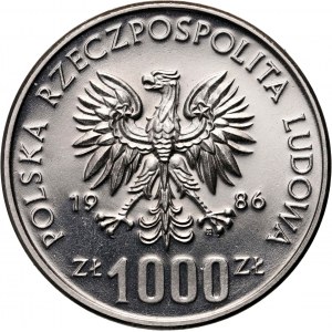 People's Republic of Poland, 1,000 zloty 1986, National School Aid Act, SAMPLE, Nickel