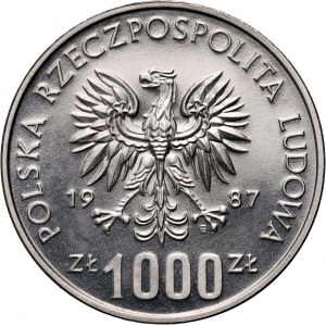 Polská lidová republika, 1000 zlotých 1987, Kazimír III Veliký, SAMPLE, nikl