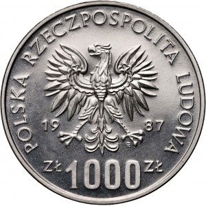 Poľská ľudová republika, 1000 zlotých 1987, Kazimír III Veľký, SAMPLE, Nikel