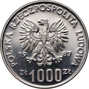 Volksrepublik Polen, 1000 Gold 1987, XV. Olympische Winterspiele 1988, SAMPLE, Nickel