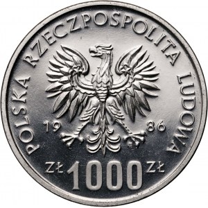 Volksrepublik Polen, 1000 Zloty 1986, Władysław I Łokietek, PRÓBA, Nikiel