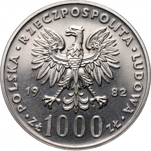 Volksrepublik Polen, 1000 Zloty 1982, Johannes Paul II., Muster, Nickel