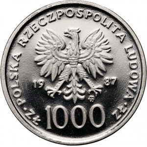 Volksrepublik Polen, 1000 Zloty 1987, Johannes Paul II, MUSTER, Nickel