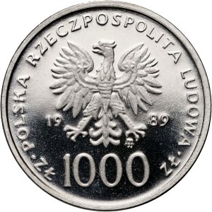 Volksrepublik Polen, 1000 Zloty 1989, Johannes Paul II, PROBE, Nickel