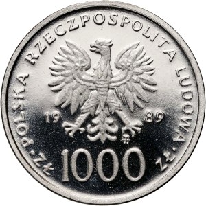 PRL, 1000 złotych 1989, Jan Paweł II, PRÓBA, Nikiel