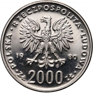 PRL, 2000 złotych 1980, Kazimierz I Odnowiciel, PRÓBA, Nikiel