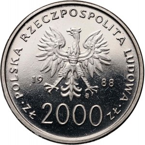 PRL, 2000 złotych 1986, Jan Paweł II - X Lat Pontyfikatu, PRÓBA, Nikiel