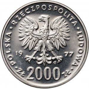 Volksrepublik Polen, 2000 PLN 1977, Frederic Chopin, MUSTER, Nickel