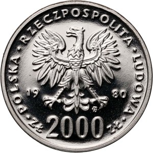 PRL, 2000 złotych 1980, Kazimierz I Odnowiciel, PRÓBA, Nikiel