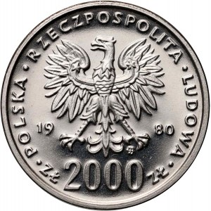 Poľská ľudová republika, 2000 zlotých 1980, Boleslav I. Statočný, vzor, nikel