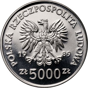 PRL, 5000 złotych 1989, Toruń - Mikołaj Kopernik, PRÓBA, Nikiel