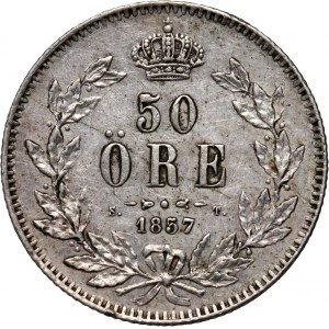Sweden, Oscar I, 50 Ore 1857 ST