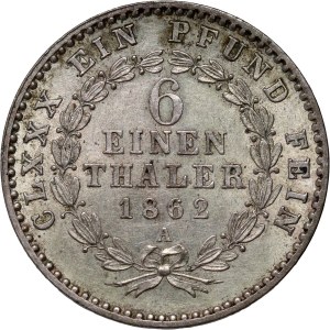 Německo, Anhalt-Bernburg, 1/6 tolaru 1862 A, Berlin