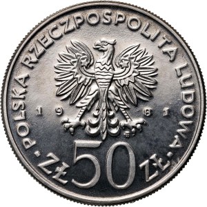 Poľská ľudová republika, 50 zlotých 1981, Boleslav II Smelý, PRÓBA, Nikel