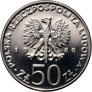 People's Republic of Poland, 50 zloty 1980, Boleslaw I the Brave, PRÓBA, nickel