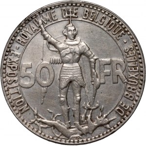 Belgia, Leopold III, 50 franków 1935, Wystawa w Brukseli i Stulecie Kolei