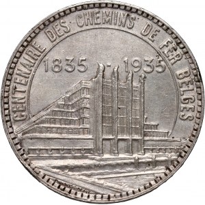 Belgie, Leopold III, 50 franků 1935, Bruselská výstava a sté výročí železnice