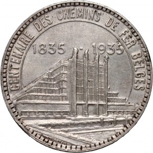 Belgia, Leopold III, 50 franków 1935, Wystawa w Brukseli i Stulecie Kolei