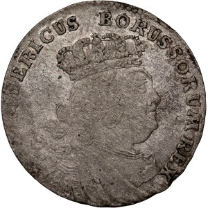 Prusko, Fridrich II., šestipence 1756 E, Königsberg, pruská napodobenina korunovačního šestipence Augusta III.