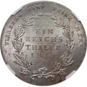 Nemecko, Prusko, Friedrich Wilhelm III, thaler 1814 A, Berlín