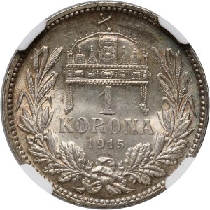 Maďarsko, František Josef I., koruna 1915 KB, Kremnica