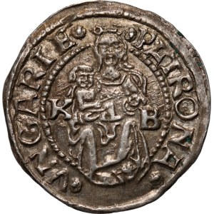 Węgry, Ferdynand I, denar 1543 KB, Kremnica