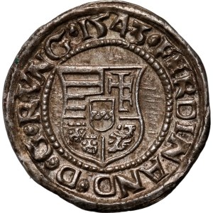 Maďarsko, Ferdinand I., denár 1543 KB, Kremnica