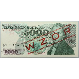 PRL, 5000 złotych 1.06.1986, WZÓR, No. 0675, seria AY