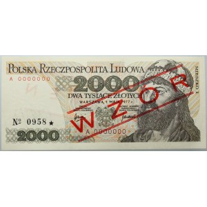 Poľská ľudová republika, 2000 PLN 1.06.1977, MODEL, č. 958, séria A