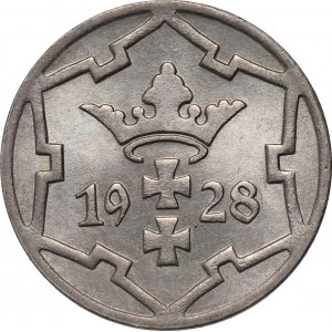 Wolne Miasto Gdańsk, 5 fenigów 1928, Berlin, rzadki rocznik
