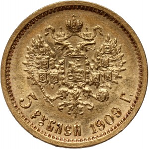 Russia, Nicholas II, 5 Roubles 1909 (ЭБ), St. Petersburg