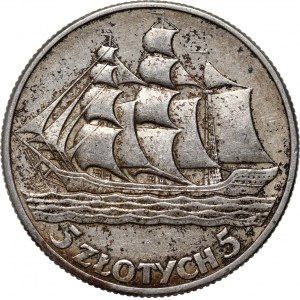 II RP, 5 Zloty 1936, Warschau, Segelschiff