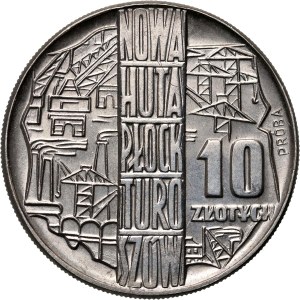 PRL, 10 Zloty 1964, Nowa Huta, Plock, Turoszów, PRÓBA, Nickel