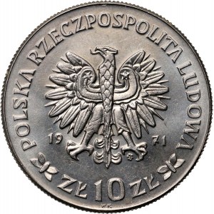 Volksrepublik Polen, 10 Zloty 1971, 50. Jahrestag des 3. schlesischen Aufstands, PRÓBA, Nickel