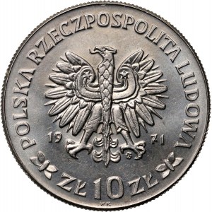 PRL, 10 złotych 1971, 50. rocznica III Powstania Śląskiego, PRÓBA, nikiel