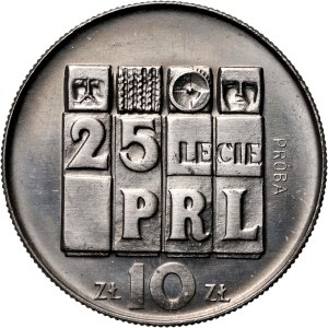 PRL, 10 zlotých 1969, 25. výročie PRL, PRÓBA, nikel