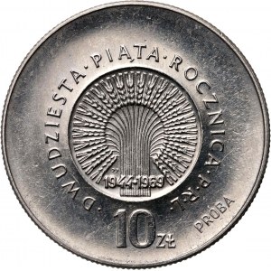 PRL, 10 zlotých 1969, 25. výročie Poľskej ľudovej republiky, PRÓBA, nikel, s monogramom JJ na zadnej strane